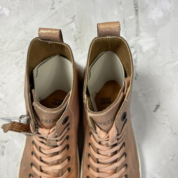 NEW Birkenstock Bartlett Metallic Rose High Top Sneakers SIZE 38 US 7 Narrow NIB - Picture 5 of 11